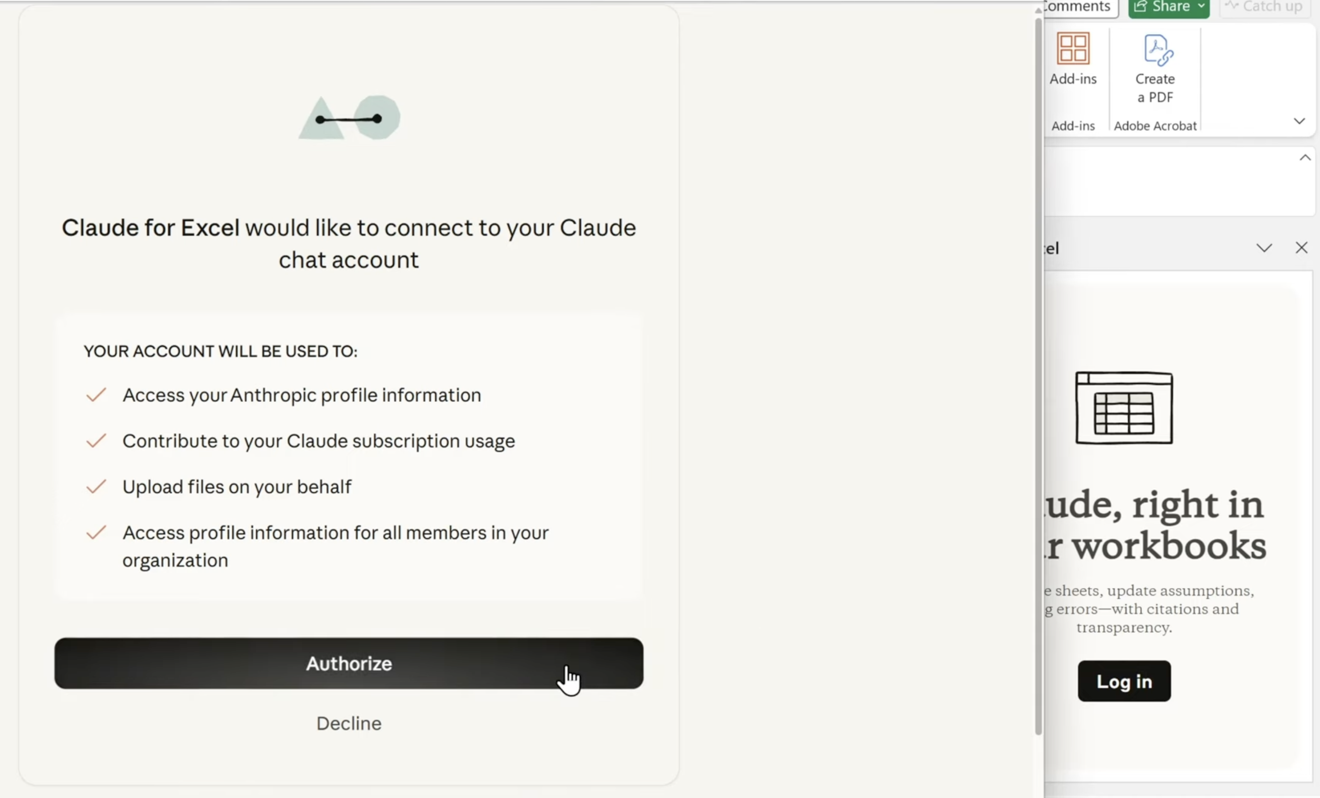 Demande d'autorisation OAuth